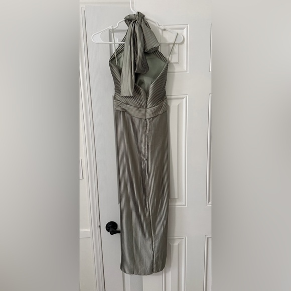 SHOWPO MARLETTE MIDI DRESS - PLEATED OPEN BACK HALTER DRESS IN SAGE - Picture 3 of 6